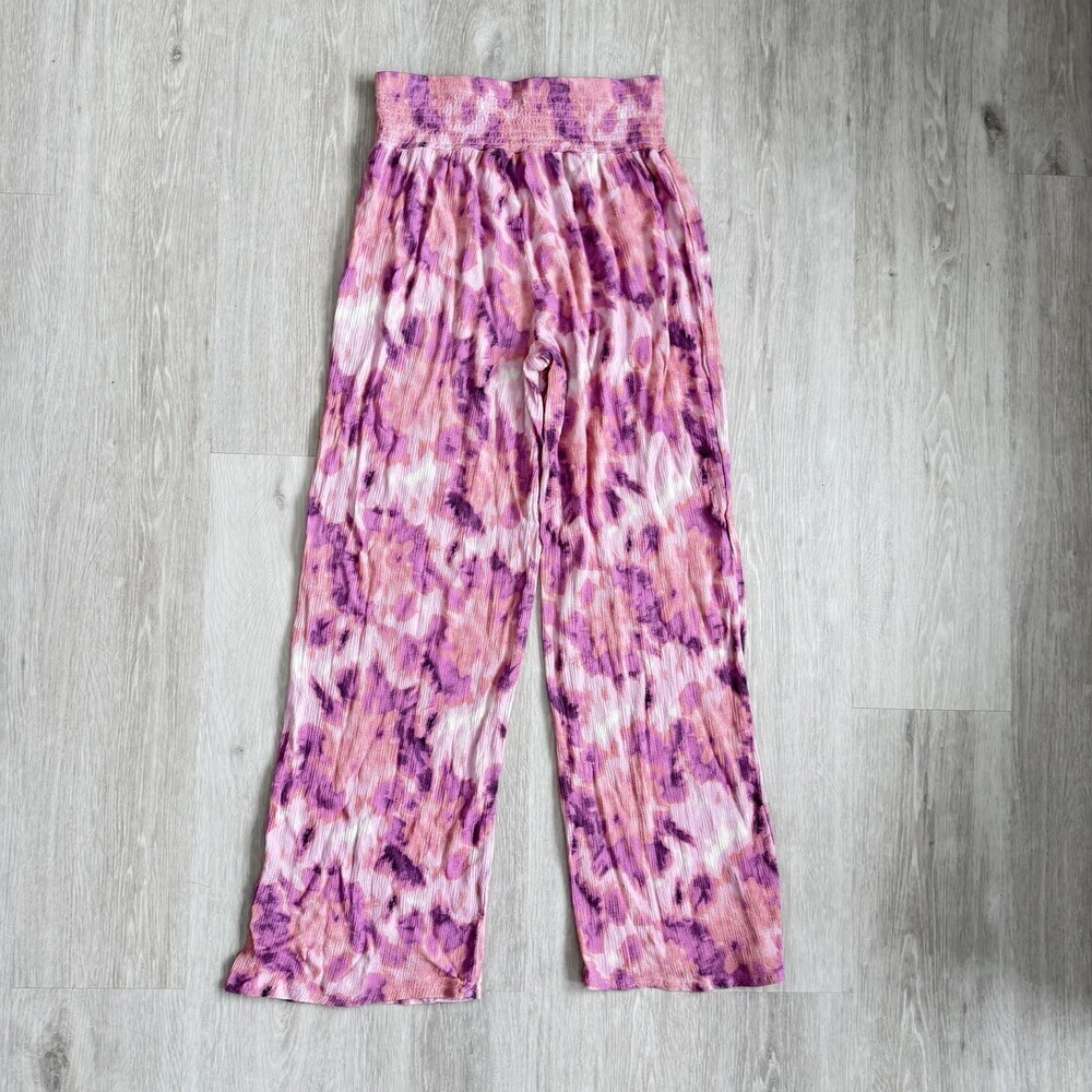 Twik Pants Wide Leg Pink Purple Tie Dye Wide Leg Size Large Boho Hippie EUC